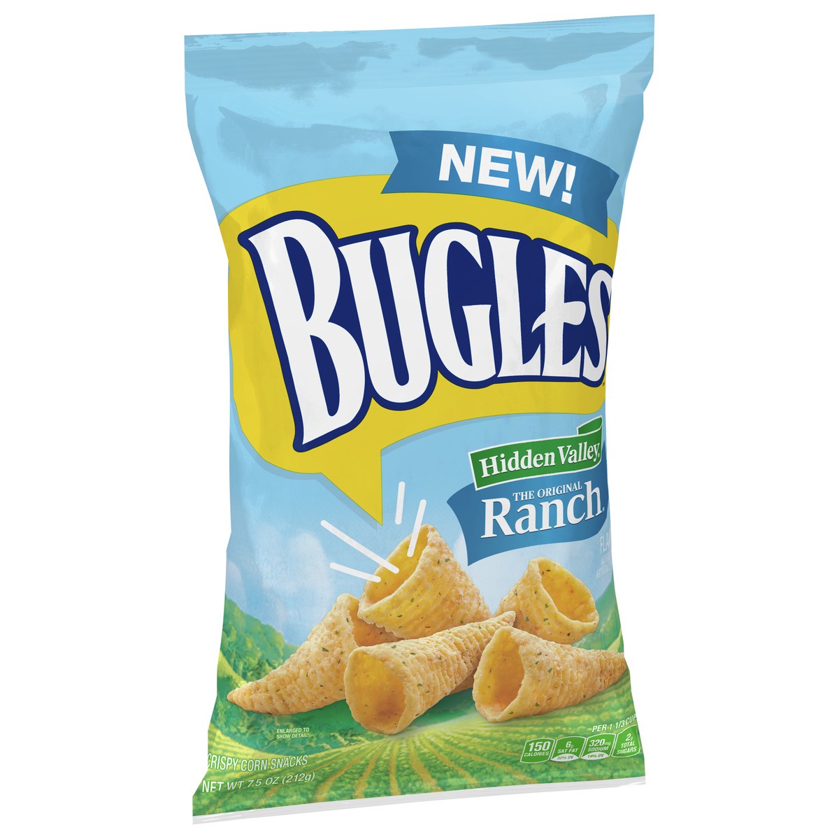 slide 2 of 9, Bugles Crispy Corn Snacks, Hidden Valley Ranch Flavor, Snack Bag, 7.5 oz, 7.5 oz
