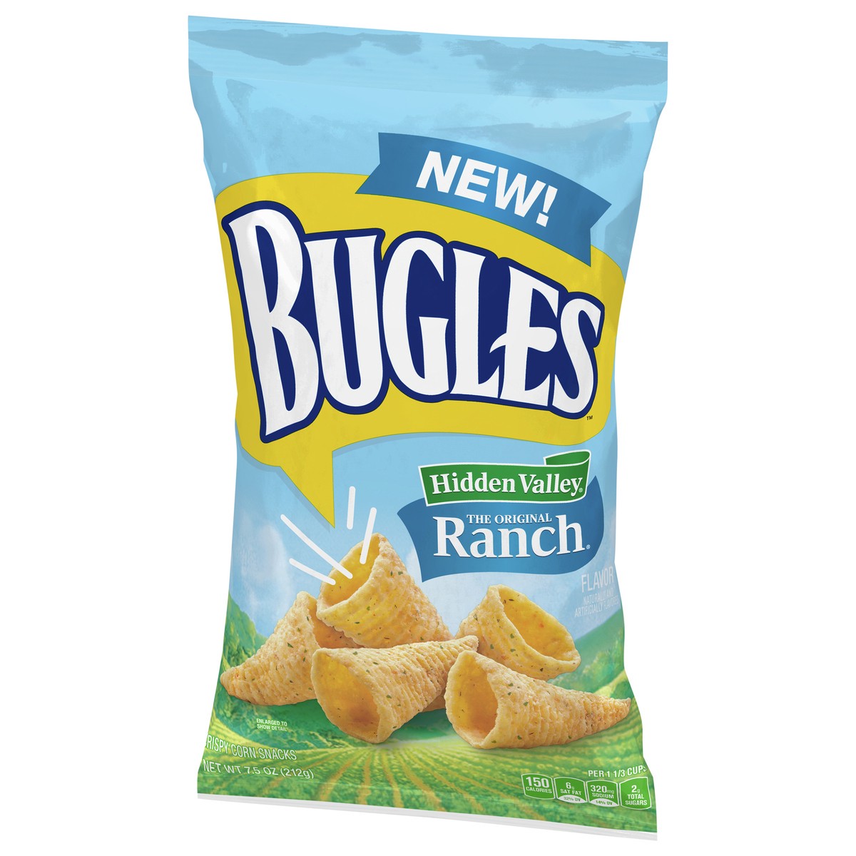 slide 3 of 9, Bugles Crispy Corn Snacks, Hidden Valley Ranch Flavor, Snack Bag, 7.5 oz, 7.5 oz