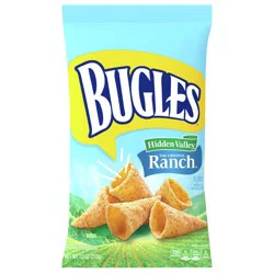 Bugles Crispy Corn Snacks, Hidden Valley Ranch Flavor, Snack Bag, 7.5 oz