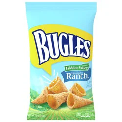 Bugles Crispy Corn Snacks, Hidden Valley Ranch Flavor, Snack Bag, 7.5 oz