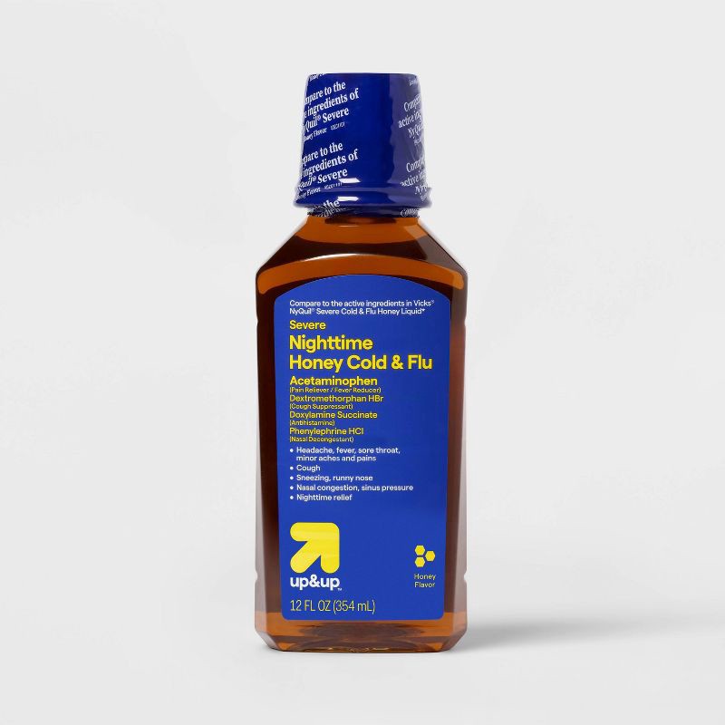 slide 1 of 3, Severe Nighttime Honey Cold & Flu - 12 fl oz - up&up™, 12 fl oz
