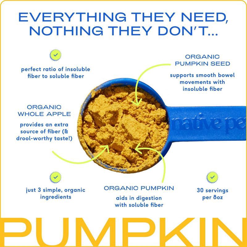slide 4 of 7, Native Pet Pumpkin Supplement Powder for Dogs - 8oz, 8 oz