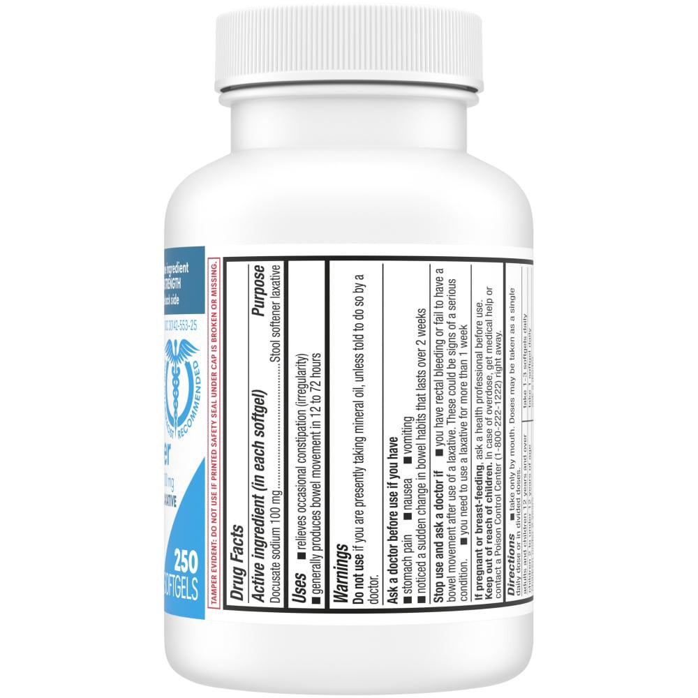 slide 4 of 4, Kroger Stool Softener Laxative Softgels, 250 ct