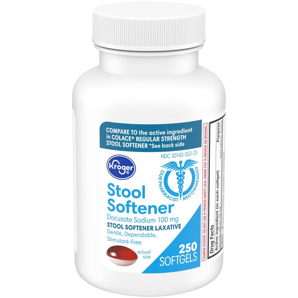 slide 1 of 4, Kroger Stool Softener Laxative Softgels, 250 ct