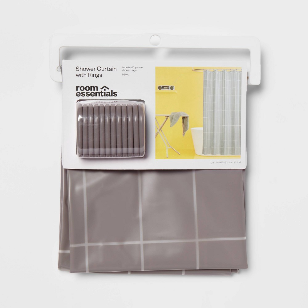 slide 5 of 6, PEVA Bundle Shower Curtain Matte Gray - Room Essentials, 1 ct