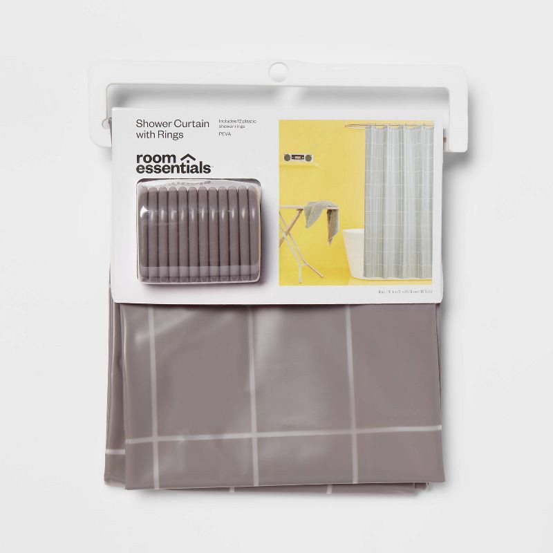 slide 5 of 6, PEVA Bundle Shower Curtain Matte Gray - Room Essentials™, 1 ct