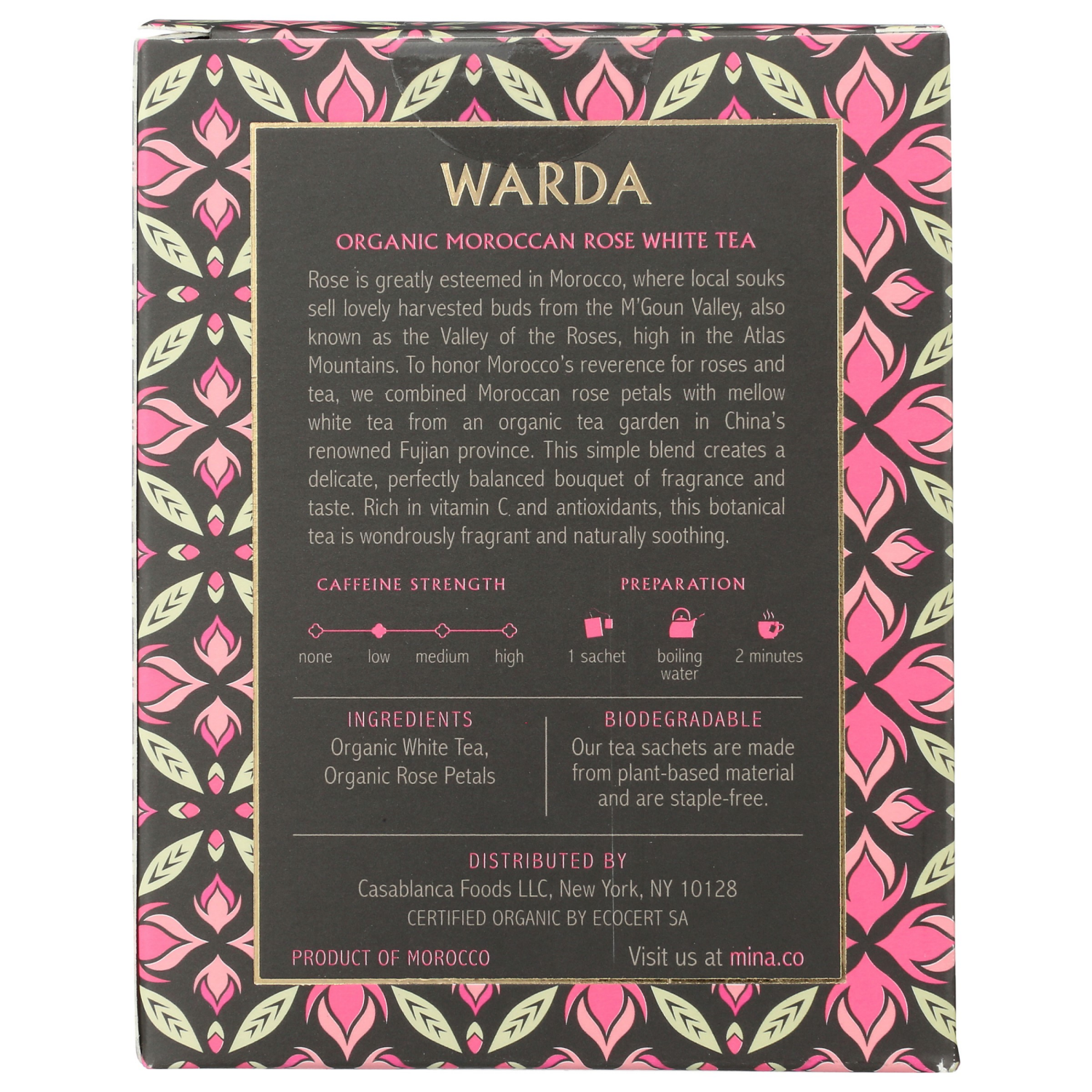 slide 2 of 2, Mina Tea Organic White Moroccan Rose, 15 ct