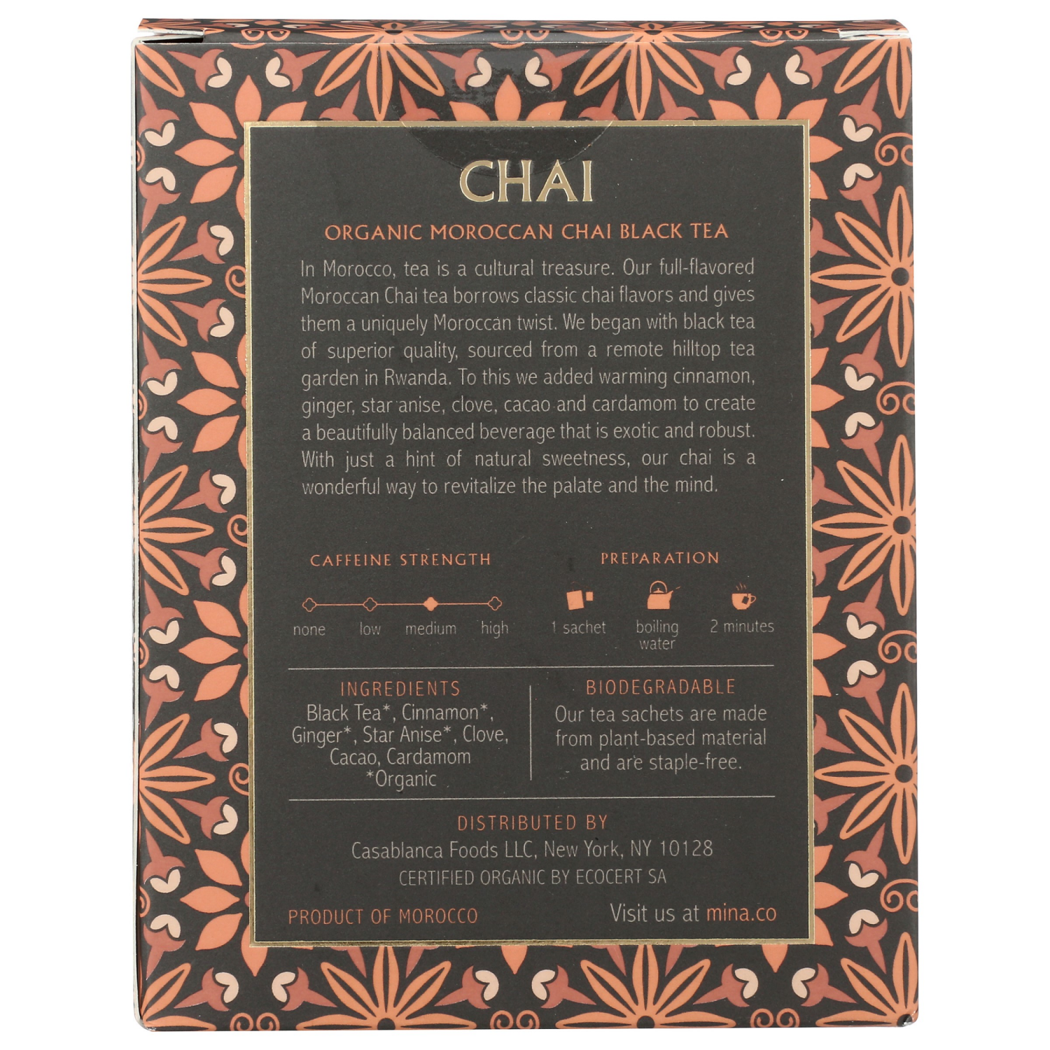 slide 2 of 2, Mina Tea Organic Black Moroccan Chai, 15 ct