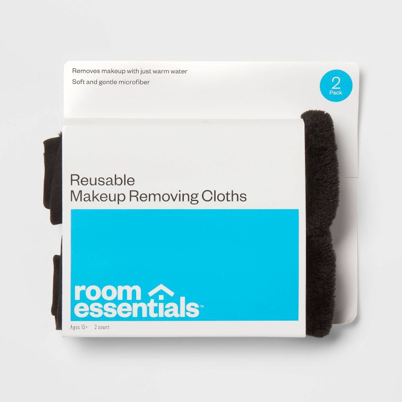 slide 3 of 4, 2pk Makeup Washcloths Dark Gray - Room Essentials, 2 ct