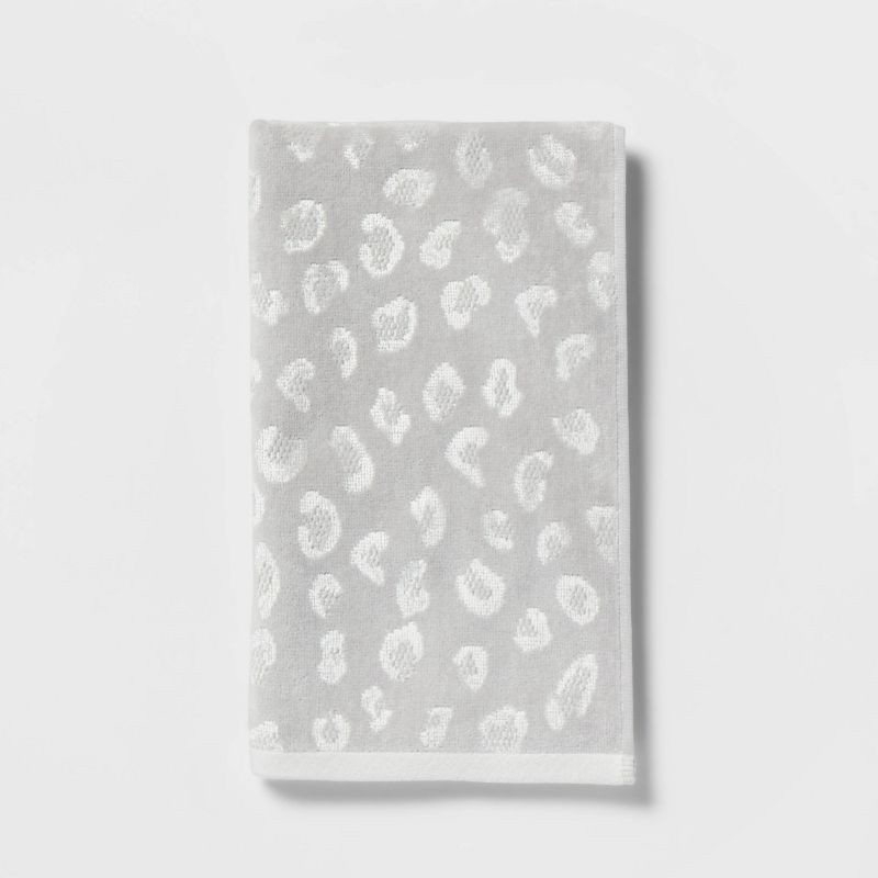 slide 1 of 4, 16"x27" Leopard Reversible Hand Towel Gray - Threshold™, 1 ct