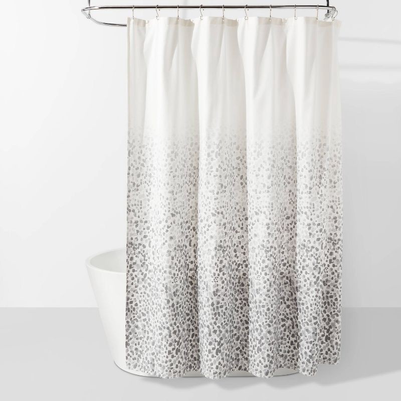 slide 1 of 4, Leopard Glam Shower Curtain Ombre Gray - Threshold™: 100% Cotton, Woven, Machine Washable, Buttonhole Top, 1 ct