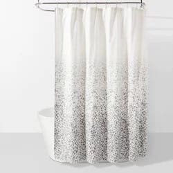 Leopard Glam Shower Curtain Ombre Gray - Threshold™: 100% Cotton, Woven, Machine Washable, Buttonhole Top