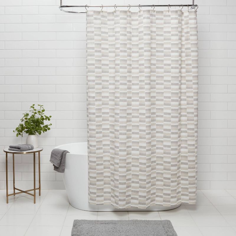 slide 2 of 4, Colorblock Shower Curtain Gray - Threshold™, 1 ct