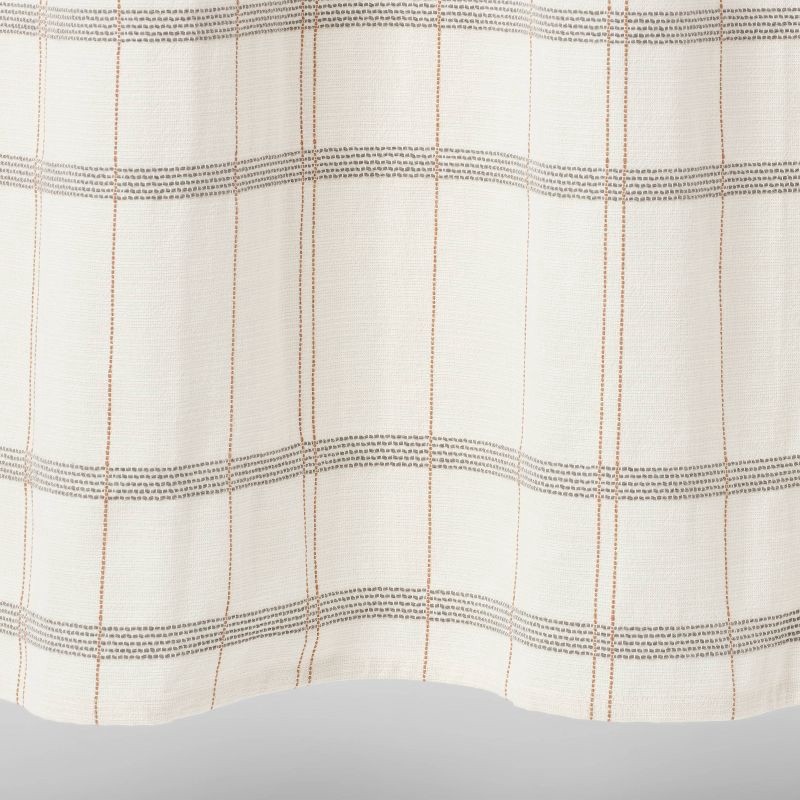 slide 4 of 4, Woven Modern Plaid Shower Curtain Ivory - Threshold™: Cotton Fabric, Dobby Weave, Machine Washable, 1 ct