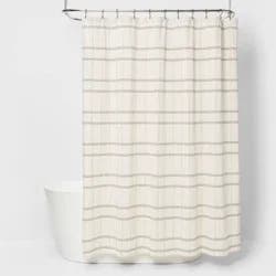 Woven Modern Plaid Shower Curtain Ivory - Threshold™: Cotton Fabric, Dobby Weave, Machine Washable