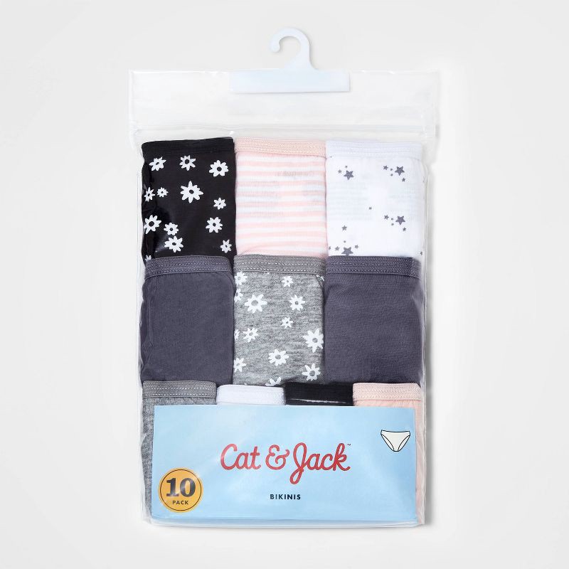 slide 2 of 3, Girls' 10pk Cotton Bikini Underwear - Cat & Jack™ 10, 10 ct