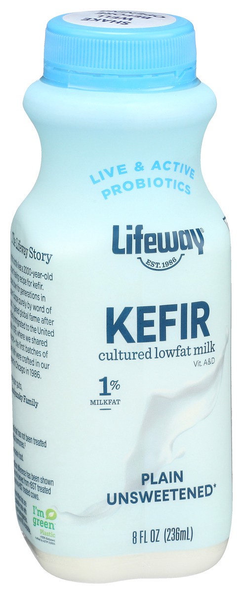 slide 7 of 9, Lifeway Lowfat Plain Kefir, 1/2 pint