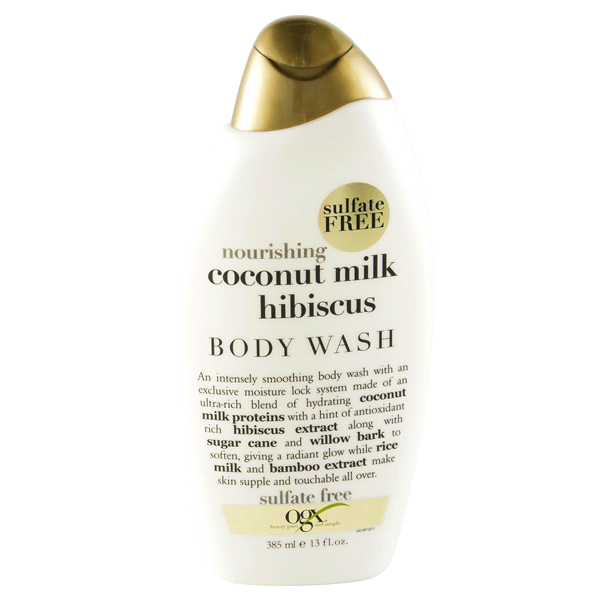 slide 1 of 1, OGX Nourishing Coconut Milk Hibiscus Body Wash, 13 oz