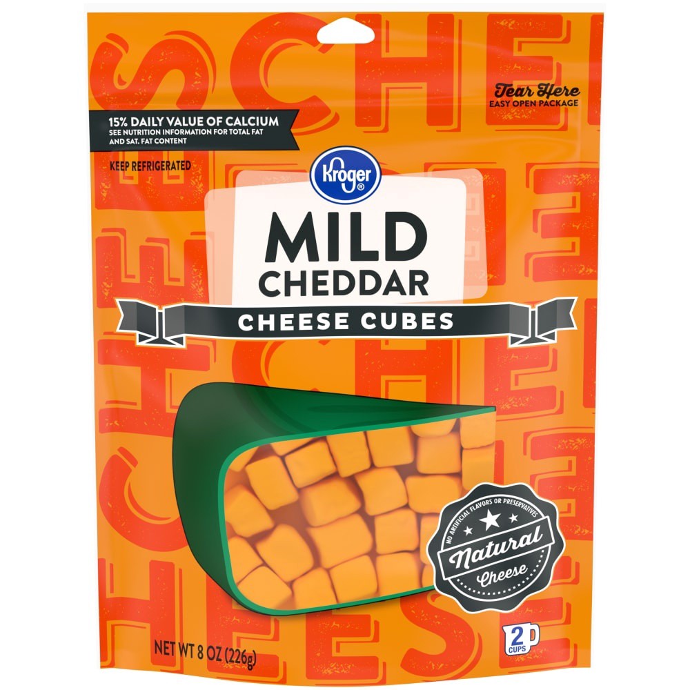 slide 1 of 4, Kroger Mild Cheddar Cheese Cubes, 8 oz