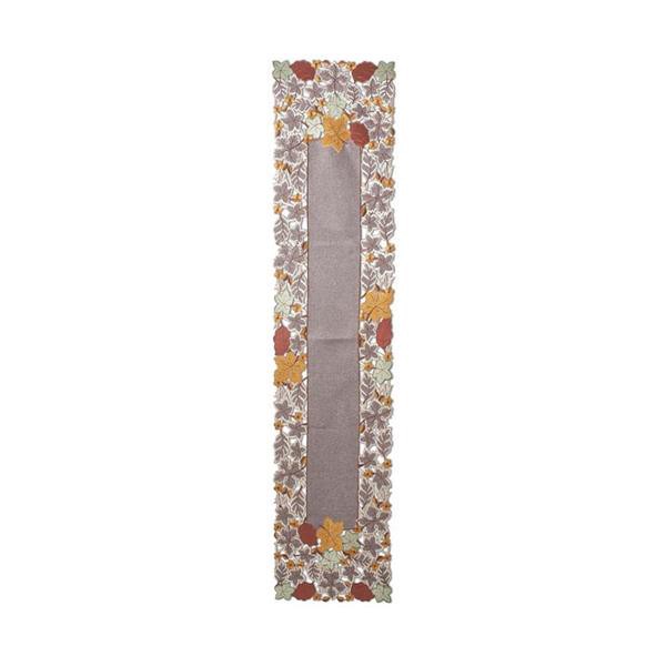 slide 1 of 1, 70" Embroidered Cutout Fall Leaves Table Runner, 70 in