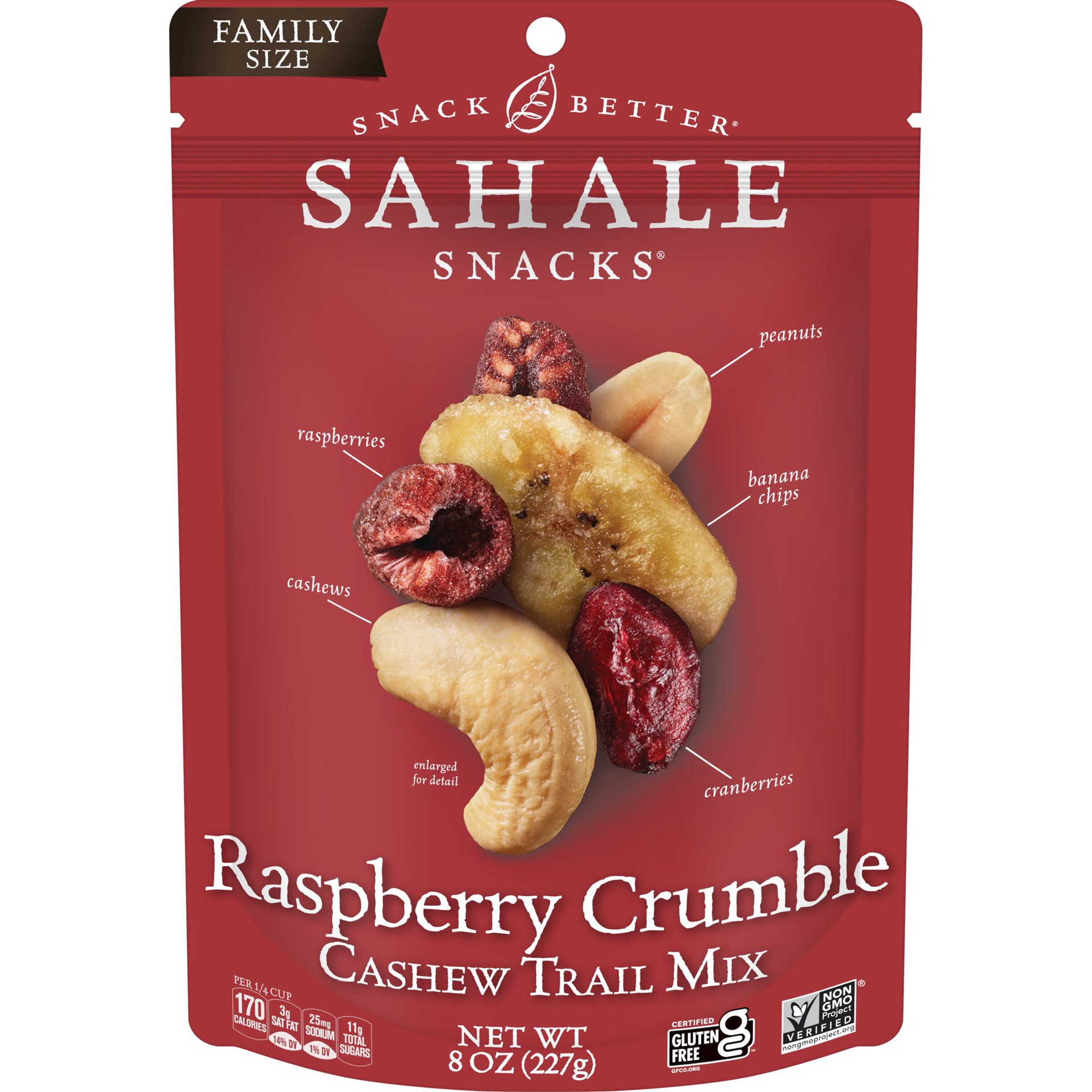 slide 1 of 6, Sahale Snacks Raspberry Crumble Cashew Trail Mix, Gluten-Free Snack, 8-Ounce Bag, 8 oz