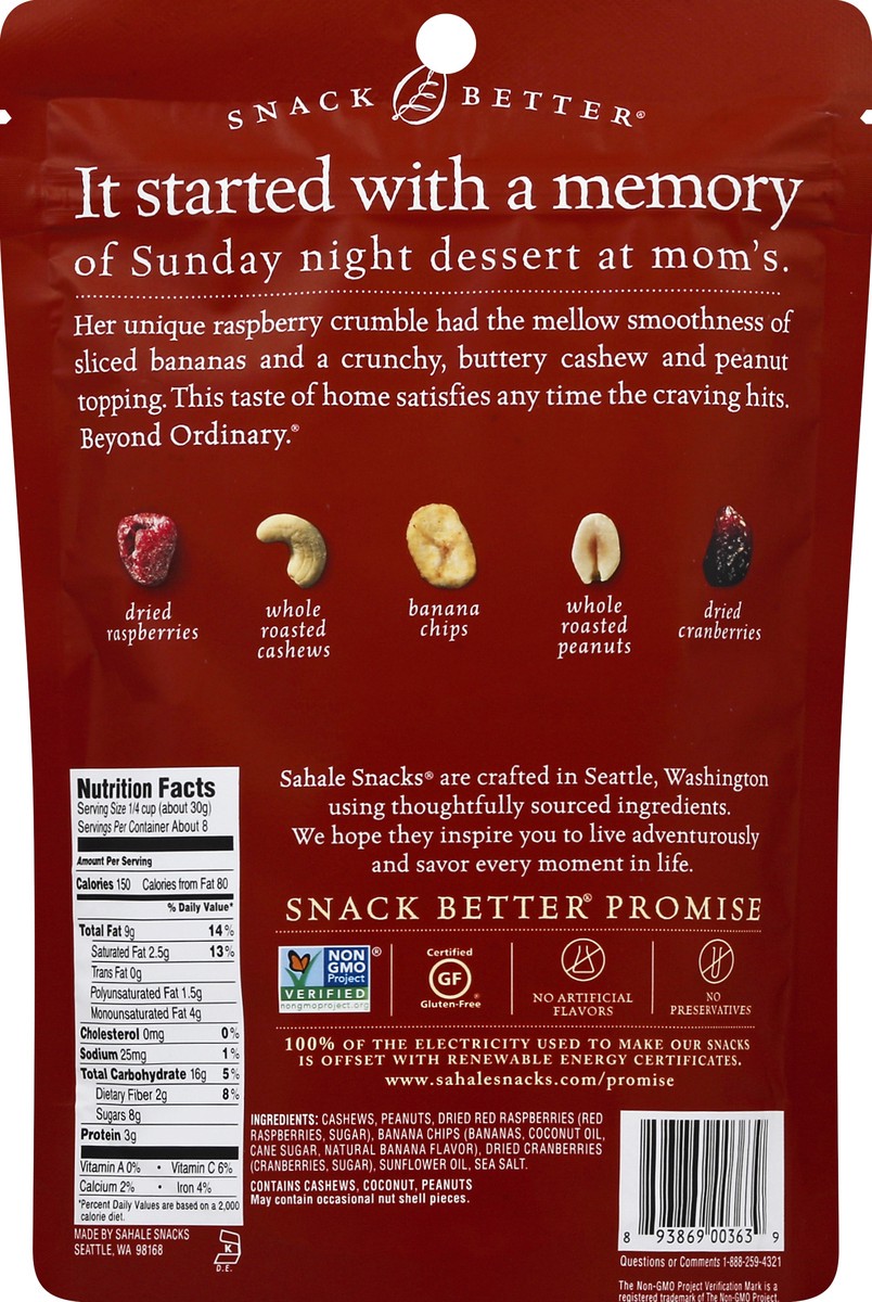 slide 3 of 6, Sahale Snacks Raspberry Crumble Cashew Trail Mix, Gluten-Free Snack, 8-Ounce Bag, 8 oz