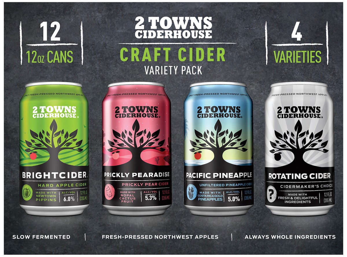 slide 4 of 6, 2 Towns Ciderhouse Variety Pack 12-12 Oz Cans, 12 ct; 12 oz