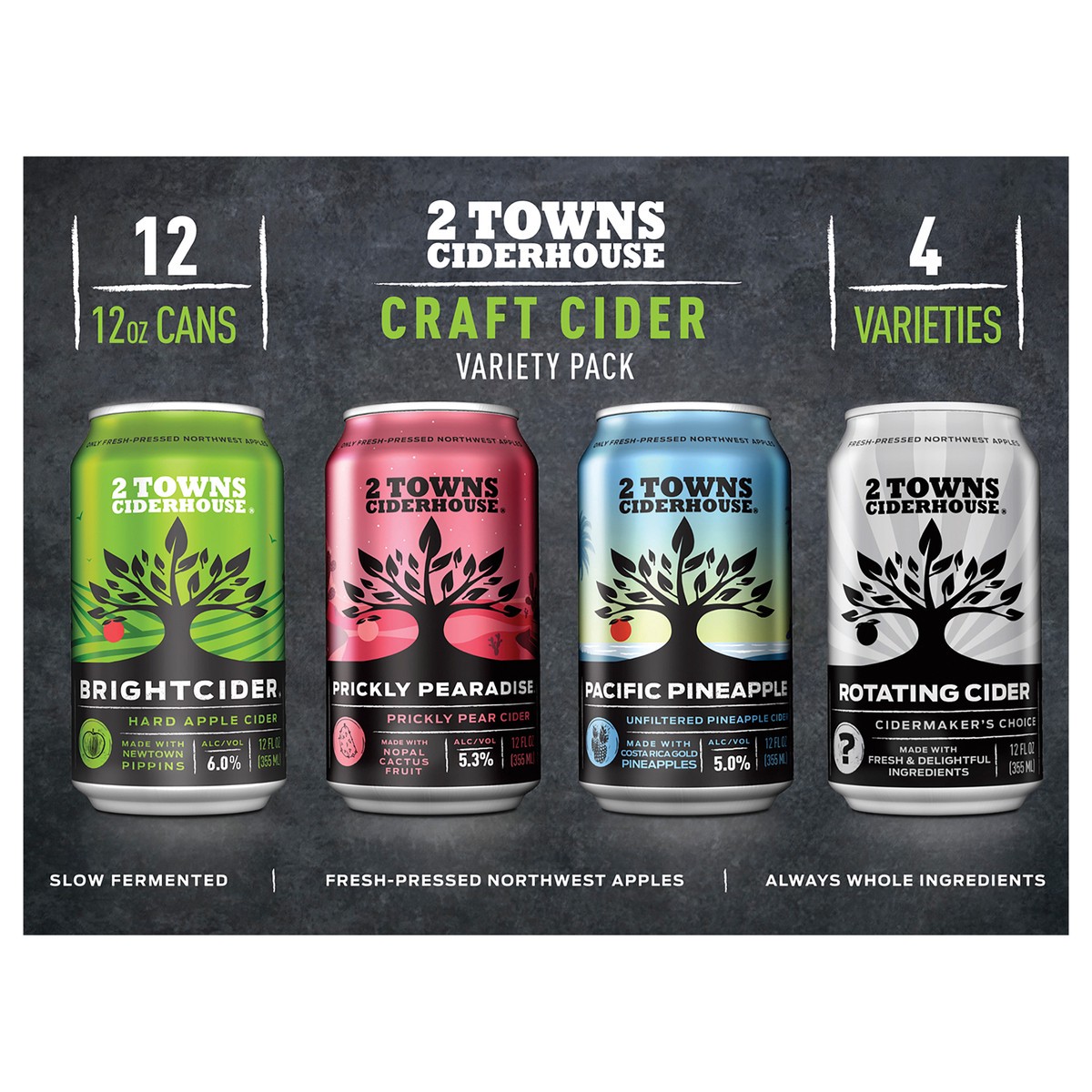 slide 1 of 6, 2 Towns Ciderhouse Variety Pack 12-12 Oz Cans, 12 ct; 12 oz