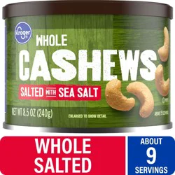Kroger Whole Salted With Sea Salt Cashews