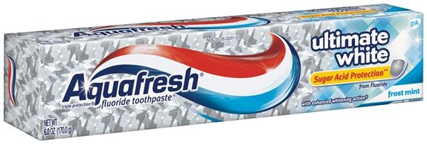 slide 1 of 5, Aquafresh Triple Protection Ultimate White Frost Mint Fluoride Toothpaste, 6 oz