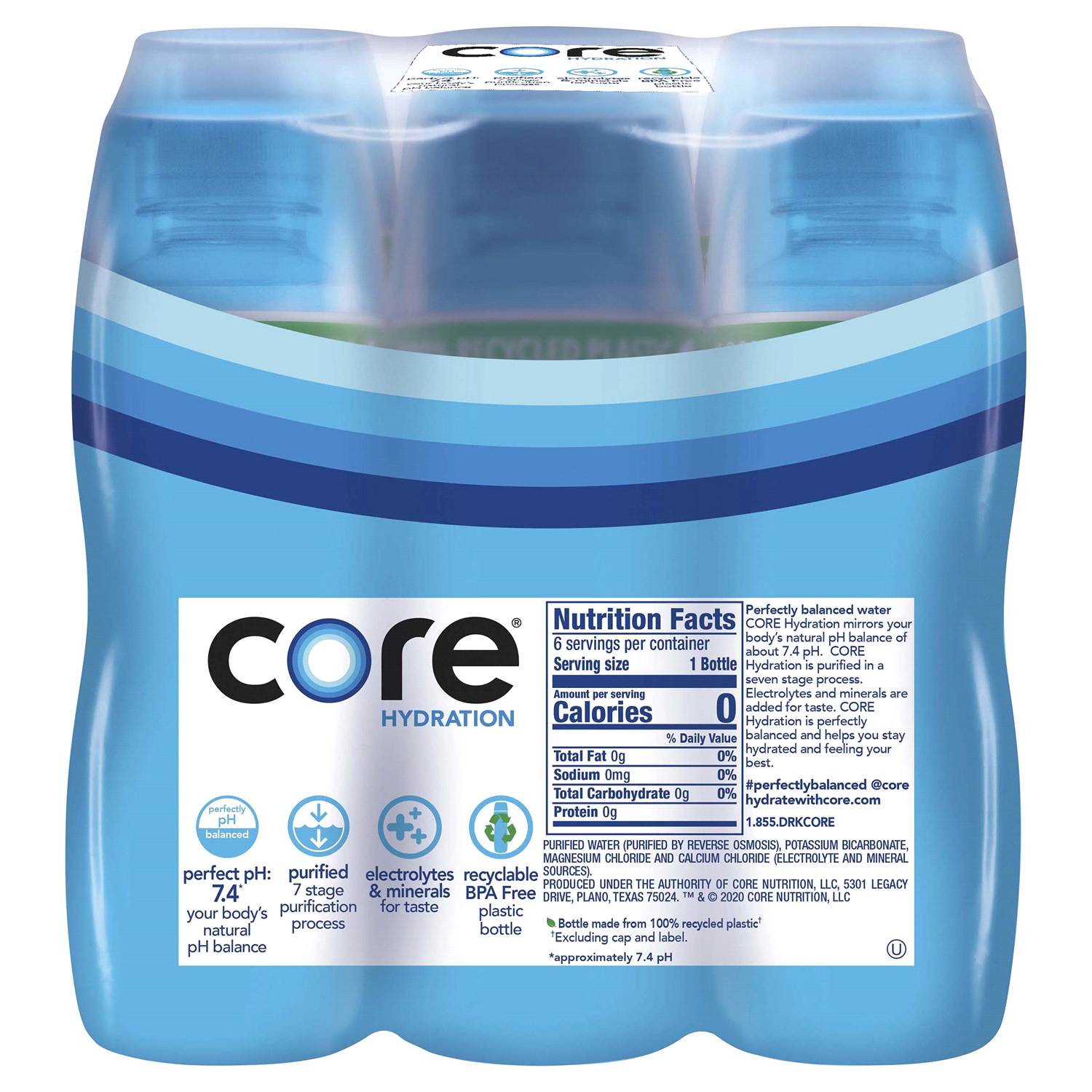slide 4 of 5, Core Hydration 6 Pack Perfectly Balanced Water 6-16.9 fl oz Bottles, 6 ct; 16.9 oz
