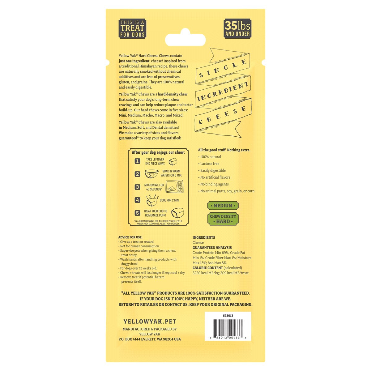 slide 2 of 2, Yellow Yak Yaky Chew Cheese Treat for Dogs 2.3 oz, 2.3 oz