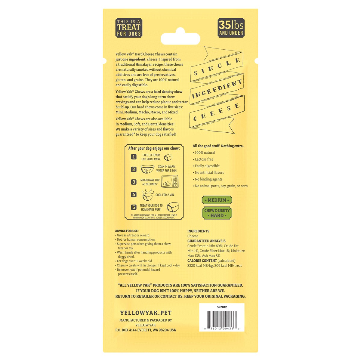 slide 2 of 2, Yellow Yak Yaky Chew Cheese Treat for Dogs 2.3 oz, 2.3 oz