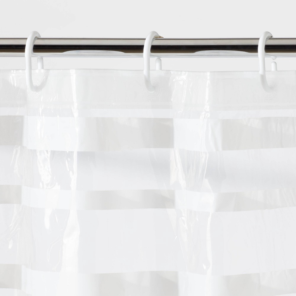 slide 3 of 6, PEVA Shower Curtain + Rings White - Room Essentials, 1 ct