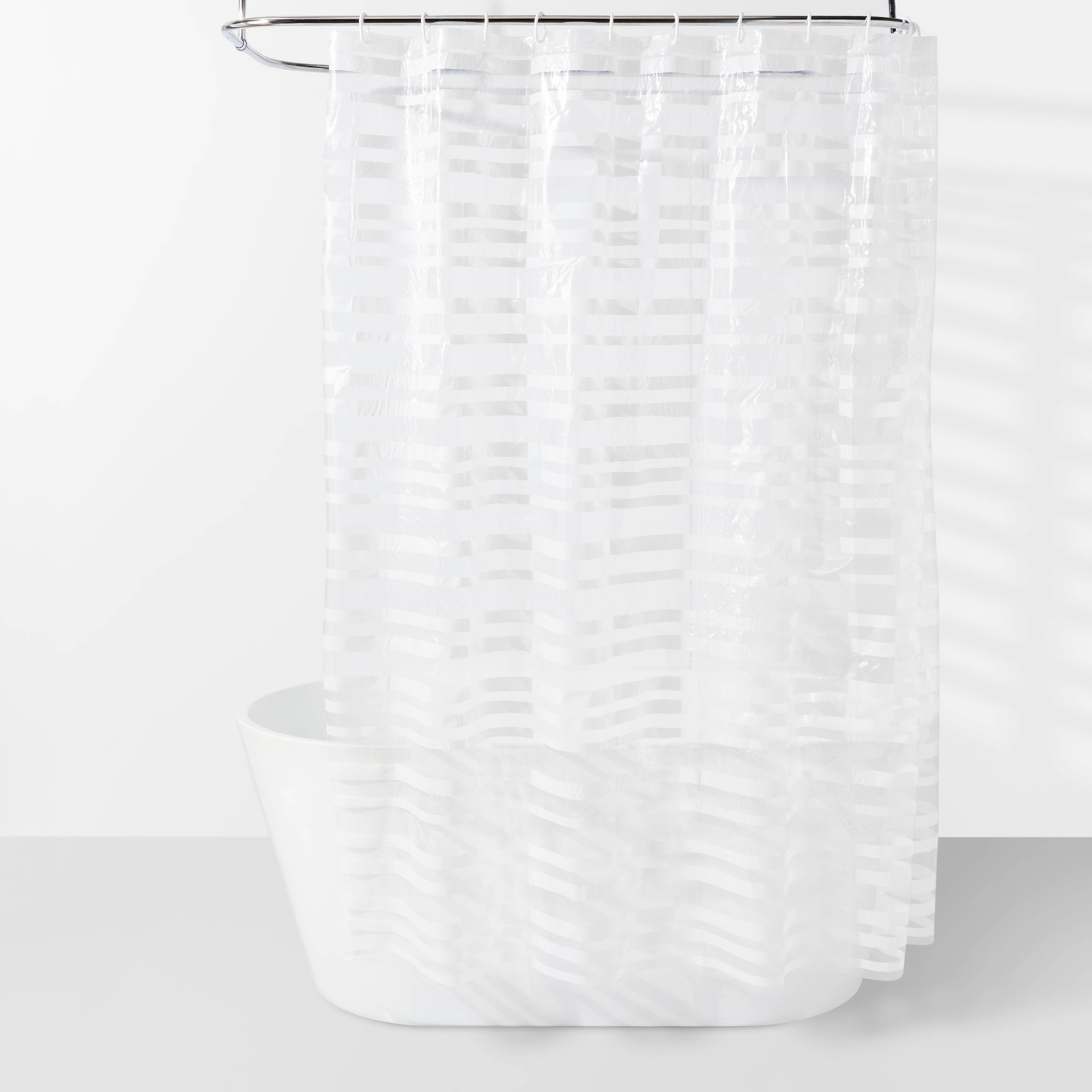 slide 1 of 6, PEVA Shower Curtain + Rings White - Room Essentials, 1 ct