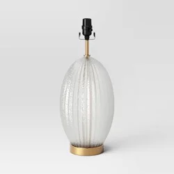 19"x8" Large Ribbed Glass Lamp Base Clear - Threshold™: Oval Design, Brass Accent, Rotary Switch, ETL Listed