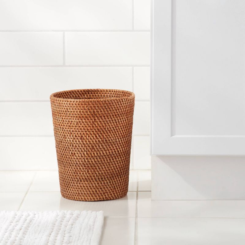 slide 2 of 3, Rattan Wastebasket Light Brown - Threshold™, 1 ct