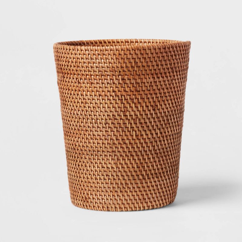 slide 1 of 3, Rattan Wastebasket Light Brown - Threshold™, 1 ct