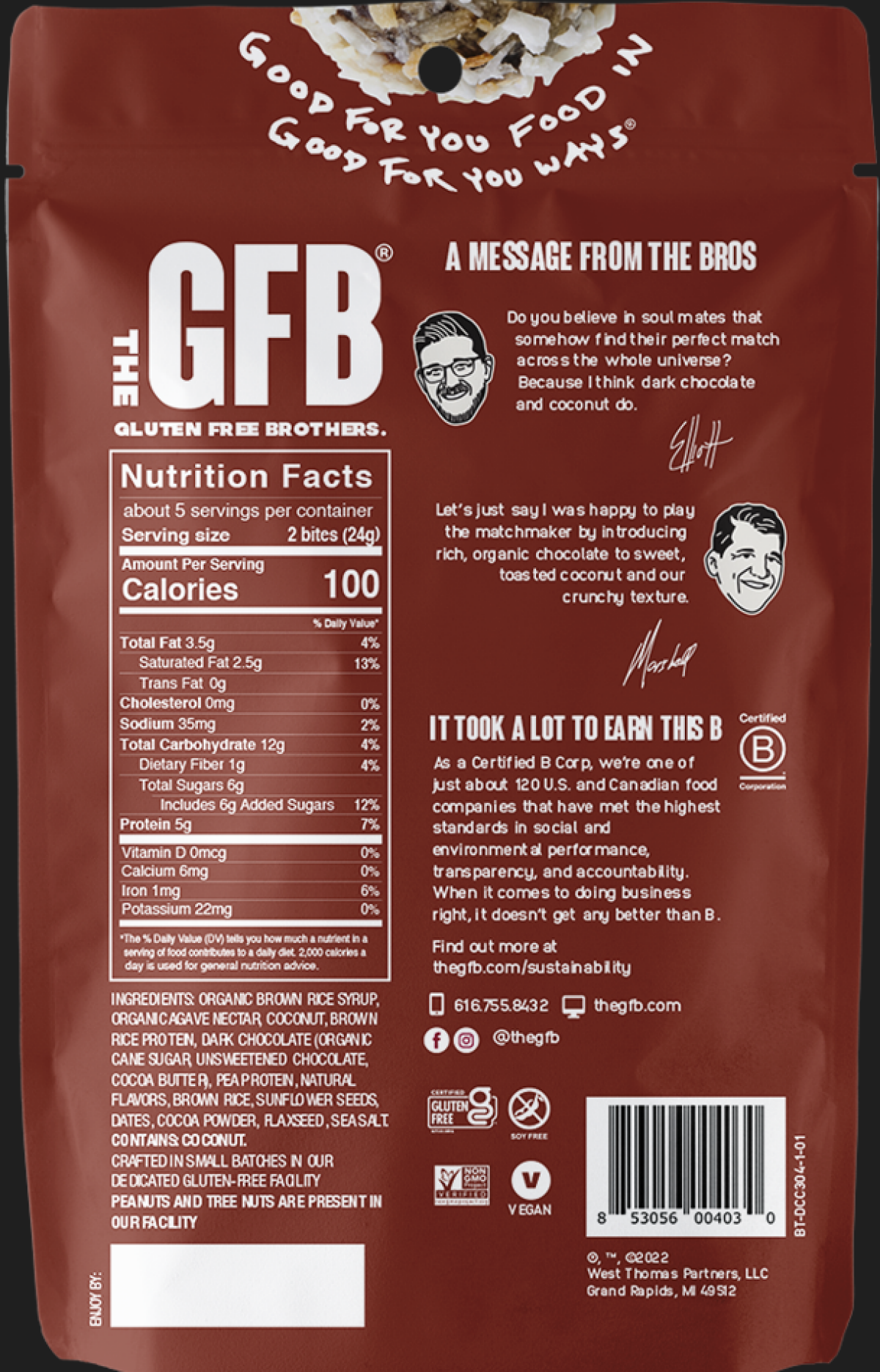slide 2 of 2, The GFB Dark Chocolate + Coconut Bites 4.0 oz, 4 oz