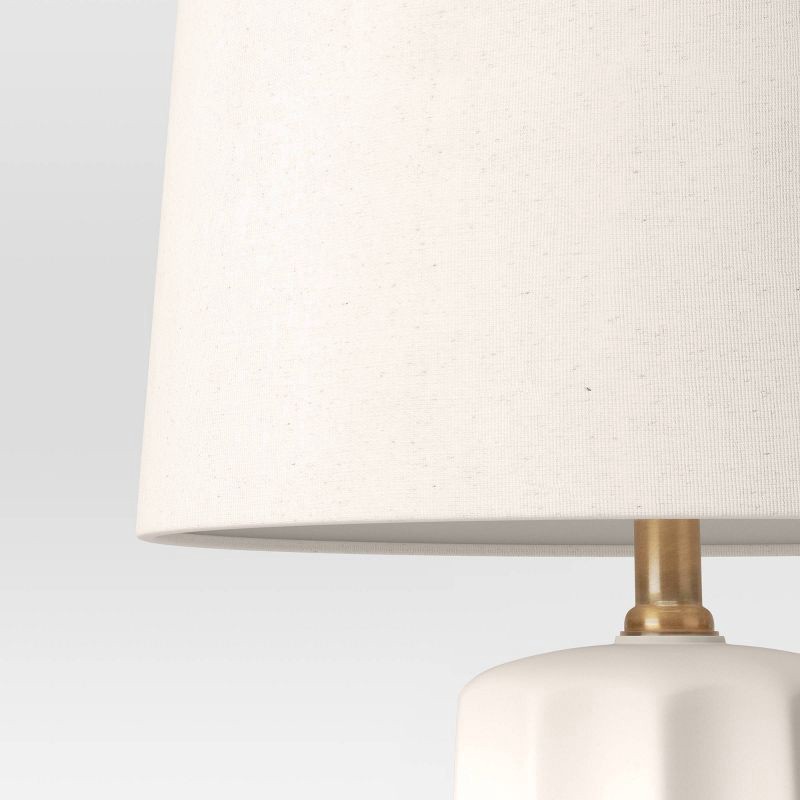 slide 4 of 9, 24.75"x13" Ribbed Ceramic Table Lamp Cream - Threshold™: Bedside, Nightstand, No Assembly Required, 1 ct