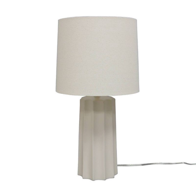 slide 5 of 9, 24.75"x13" Ribbed Ceramic Table Lamp Cream - Threshold™: Bedside, Nightstand, No Assembly Required, 1 ct