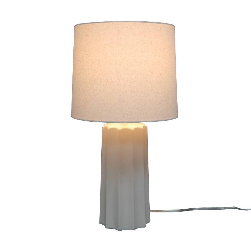 slide 6 of 9, 24.75"x13" Ribbed Ceramic Table Lamp Cream - Threshold™: Bedside, Nightstand, No Assembly Required, 1 ct