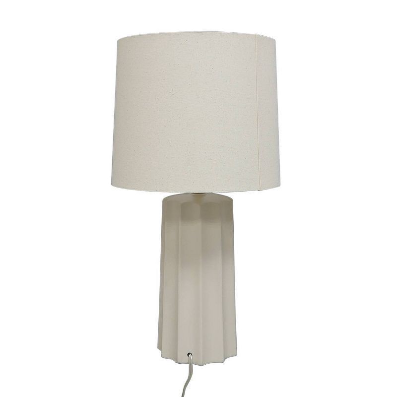 slide 7 of 9, 24.75"x13" Ribbed Ceramic Table Lamp Cream - Threshold™: Bedside, Nightstand, No Assembly Required, 1 ct