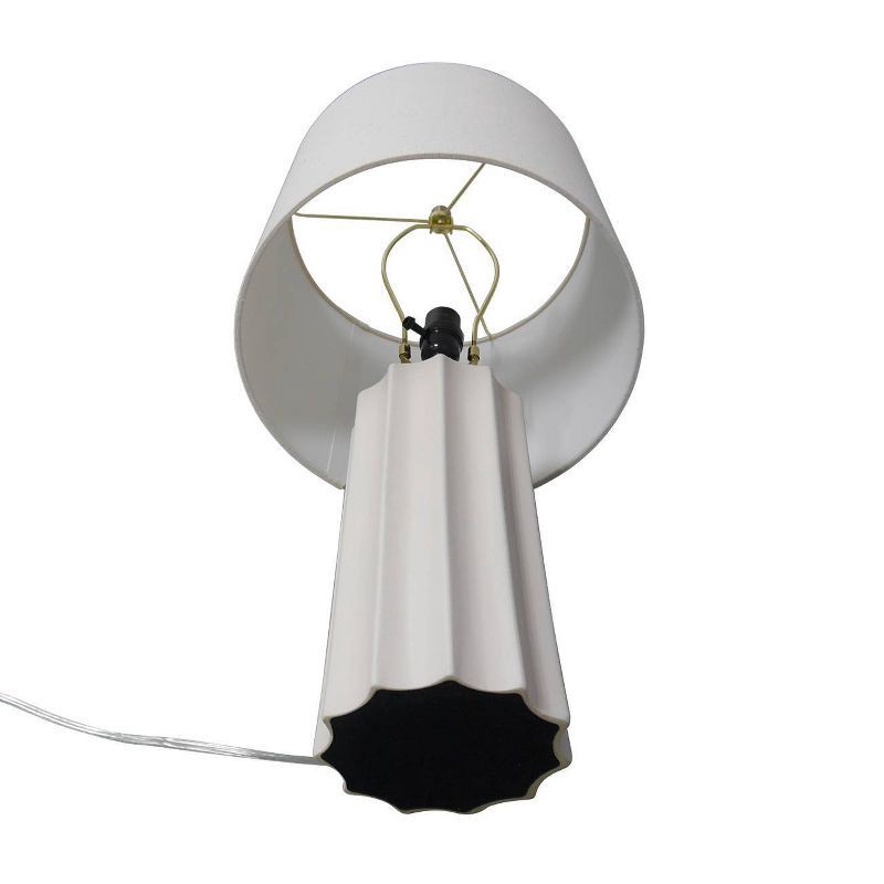 slide 9 of 9, 24.75"x13" Ribbed Ceramic Table Lamp Cream - Threshold™: Bedside, Nightstand, No Assembly Required, 1 ct