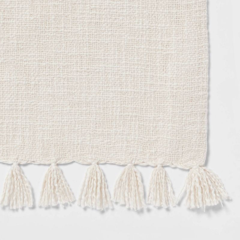 slide 3 of 3, 72" x 14" Cotton Textured Table Runner White - Threshold™, 1 ct