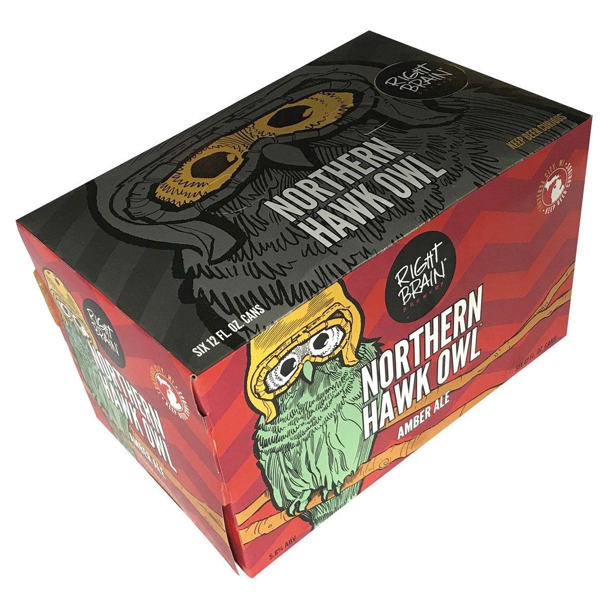 slide 2 of 2, Right Brain Northen Hawk Owl, Amber Ale, 6 ct; 12 oz