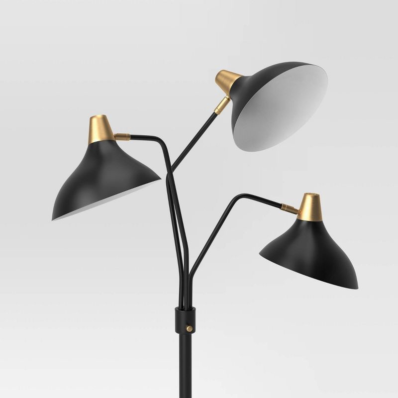 slide 4 of 4, 70"x36" 3-Head Floor Lamp Black - Threshold™: Adjustable, ETL Listed, Metal Shades, No Tools Assembly, 1 ct