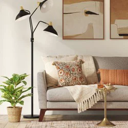 70"x36" 3-Head Floor Lamp Black - Threshold™: Adjustable, ETL Listed, Metal Shades, No Tools Assembly