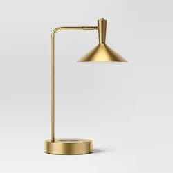 LED Wireless Charging Task Lamp with USB Brass - Threshold™: Cone Shade, Touch Sensor, Includes LED Bulb