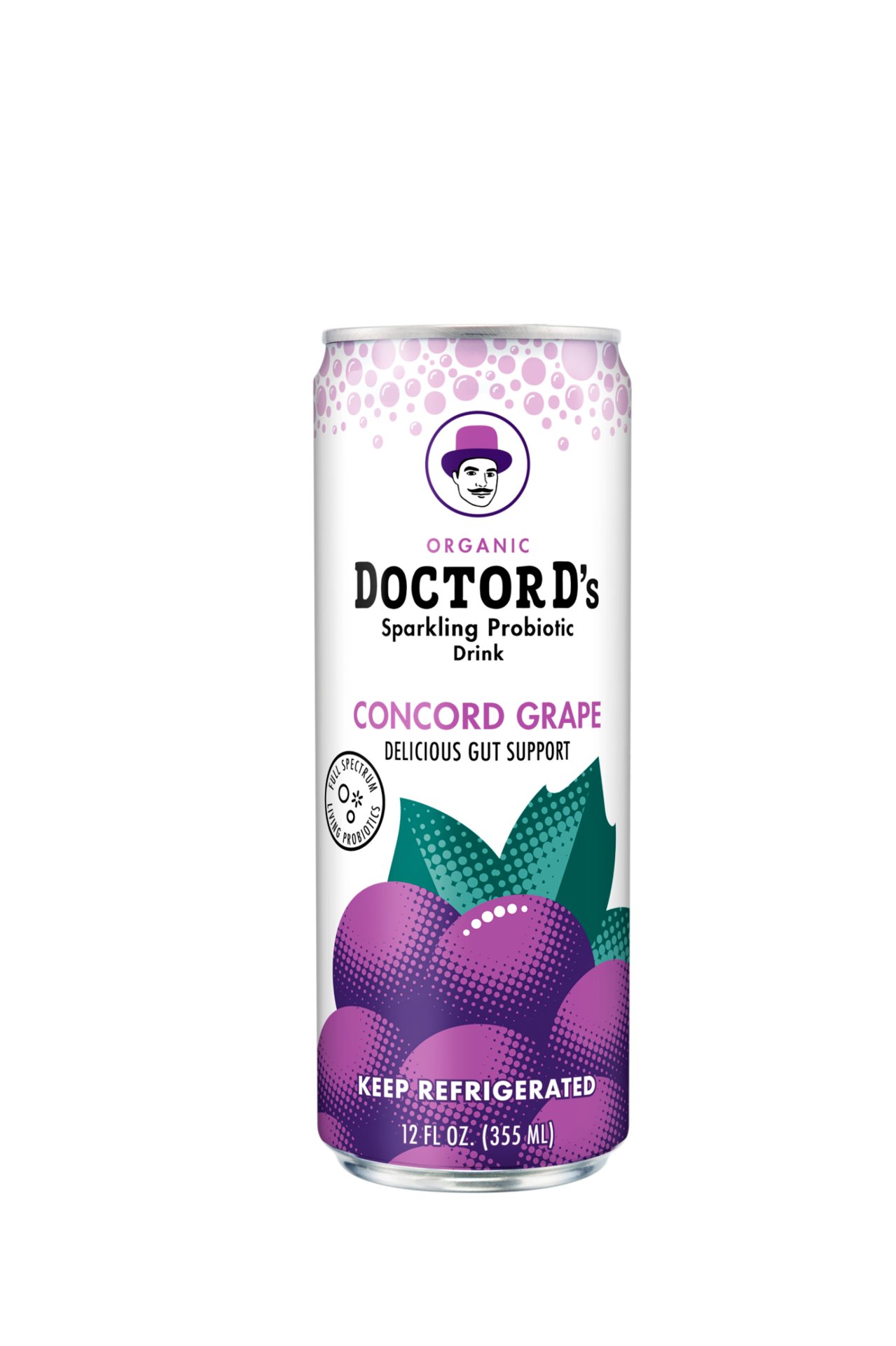 slide 1 of 2, Doctor D's Organic Concord Grape Sparkling Probiotic Drink 12 fl oz, 12 fl oz